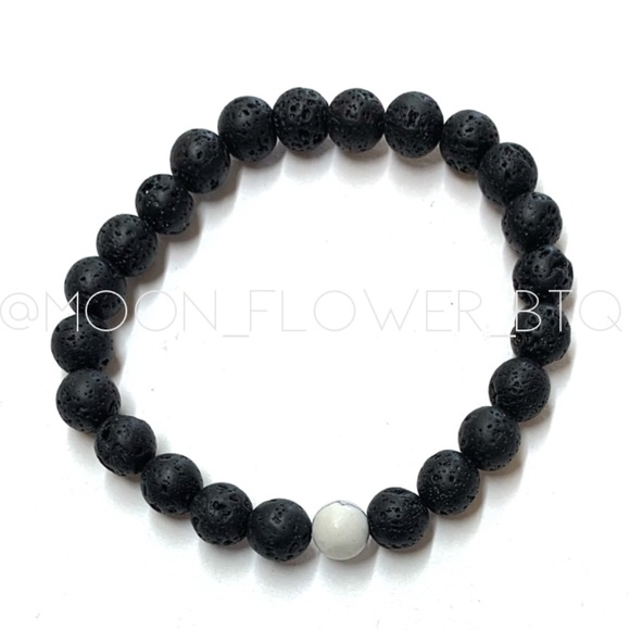 Lava Stone White Howlite Bracelet - Picture 2 of 7